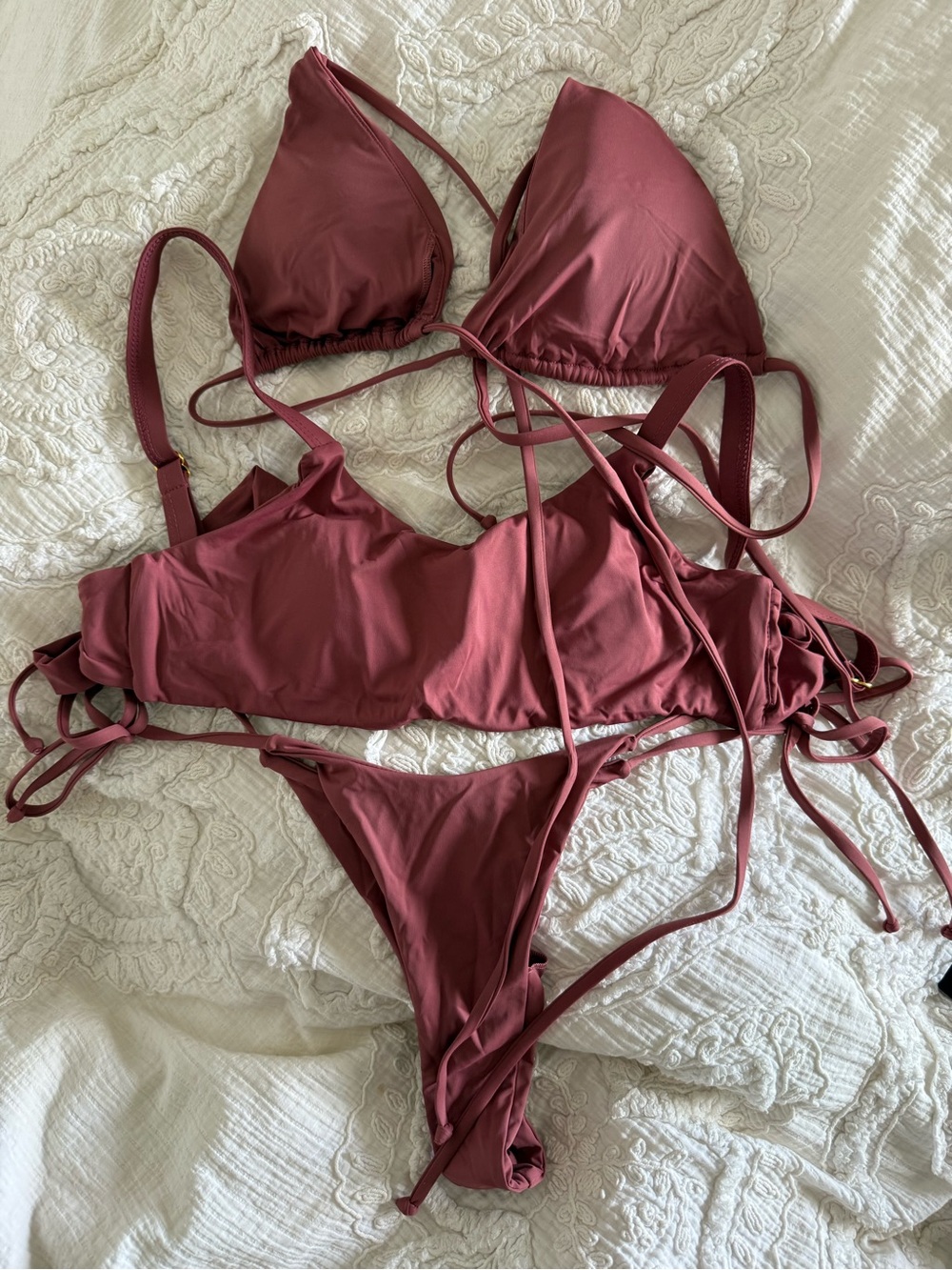 Women's Mauve Triangle String Bikini Set - YOLANDA SWIM